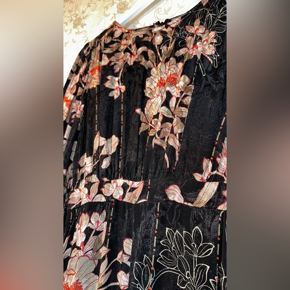 Anthropologie Harlyn Audrey Jacquard Floral Navy Blue Jumpsuit Size XS - Picture 8 of 8